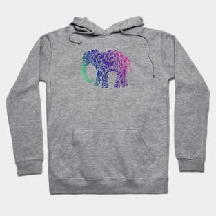 Rainbow Elephant in Floral Pattern Hoodie